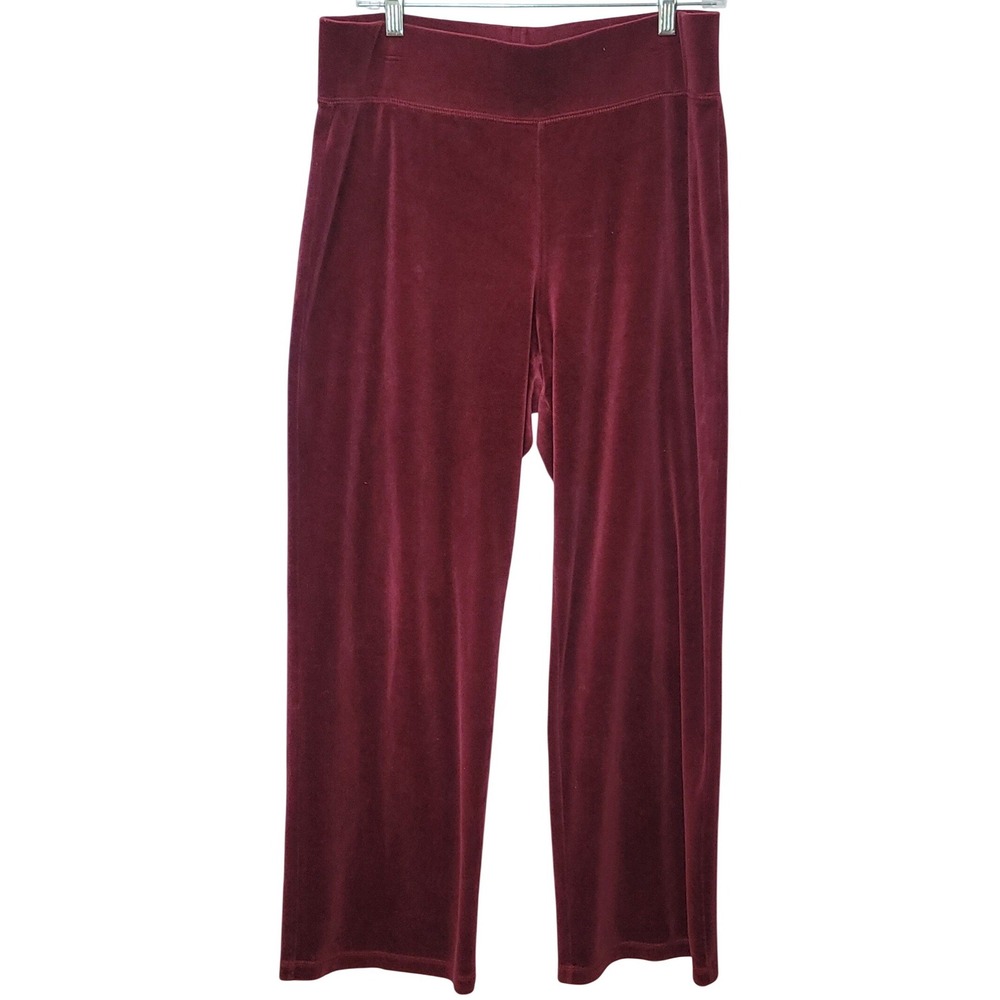 Talbots Whimsigoth Burgundy Velvet Pants Womens M Wide Leg Grunge 90s Y2K Boho